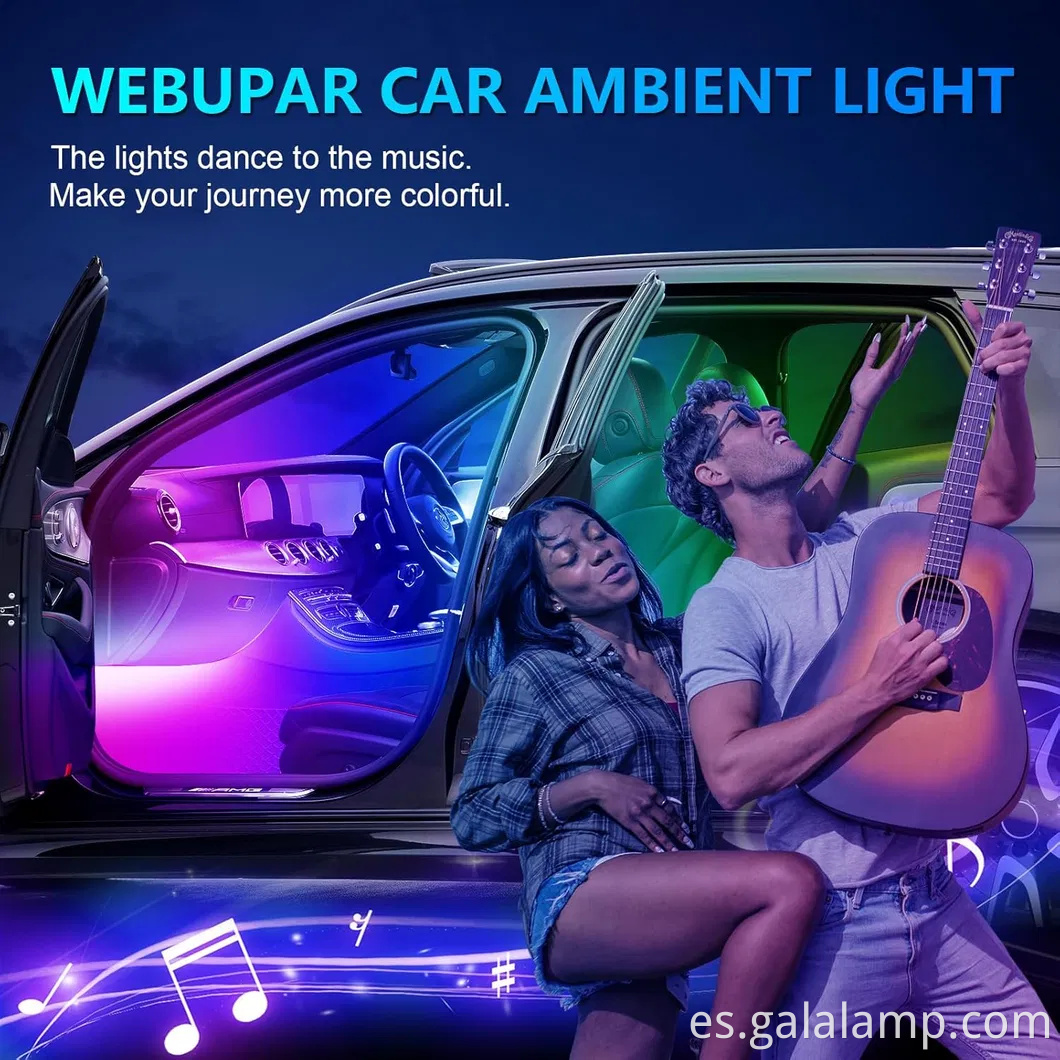 Kit de tiras de luz neón de neón LED vibrante para ambiente de automóvil